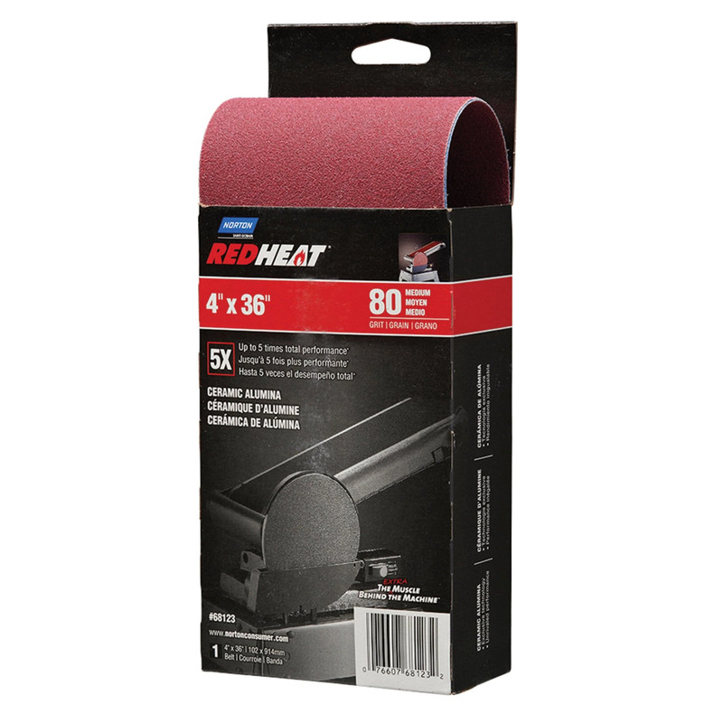 Redheat Ceramic Sanding Belt - Size:4" x 36" - Grit:80 Grit